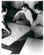 Hughes studying the drawings of Flying Boat.