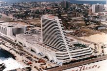 Aerial view of Showboat Hotel, 1987