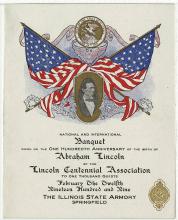 Banquet celebrating Lincoln's 100th birthday, February 12, 1909 at Illinois State Armory in Springfield