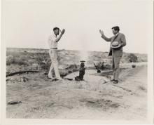 Photograph of Fred Hesse and Fred Balzar opening an artesian well in Las Vegas, circa 1930