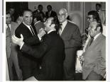 Photograph of Max Goot, Max Schmeling, Henry Kronberg, Harry Levy, unidentified man, and Morry Spencer, at Jewish Federation Lun