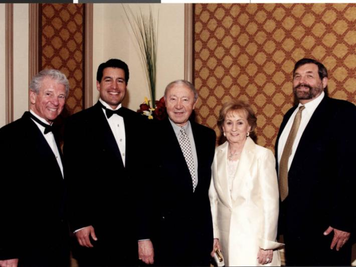 Unidentified man, Brian Sandoval, Henry and Lillian Kronberg, and Michael Cherry at formal event, 2003
