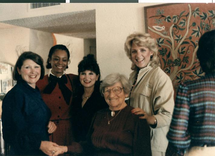 Photograph of Jayne Marshall (middle) and others at Lynn Rosencrantz's 40th birthday party, date unknown