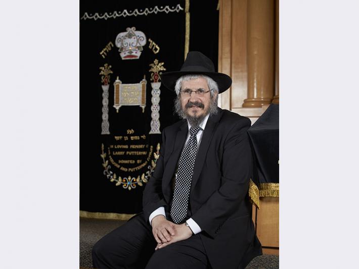 Rabbi Shea Harlig poses in the sanctuary of the Chabad of Las Vegas at 1261 Arville Street.