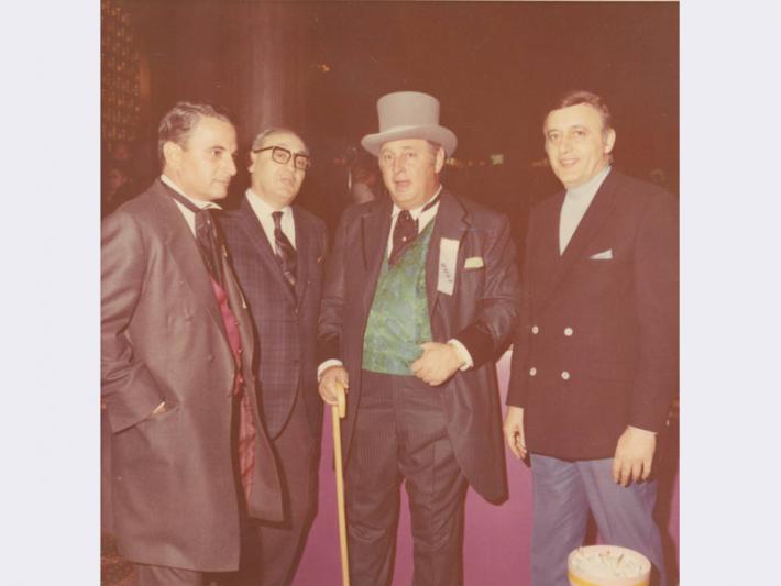 Stan Mallin, Herman Sarno, Jay Sarno, and an unidentified man at the opening of Circus Circus, Las Vegas, Nevada, October 1968 Stan Mallin, Herman Sarno, Jay Sarno, and an unidentified man at the opening of Circus Circus, Las Vegas, Nevada, October 1968