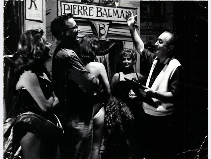 Harold Minsky (right) with cast and crew during rehearsal, 1960s