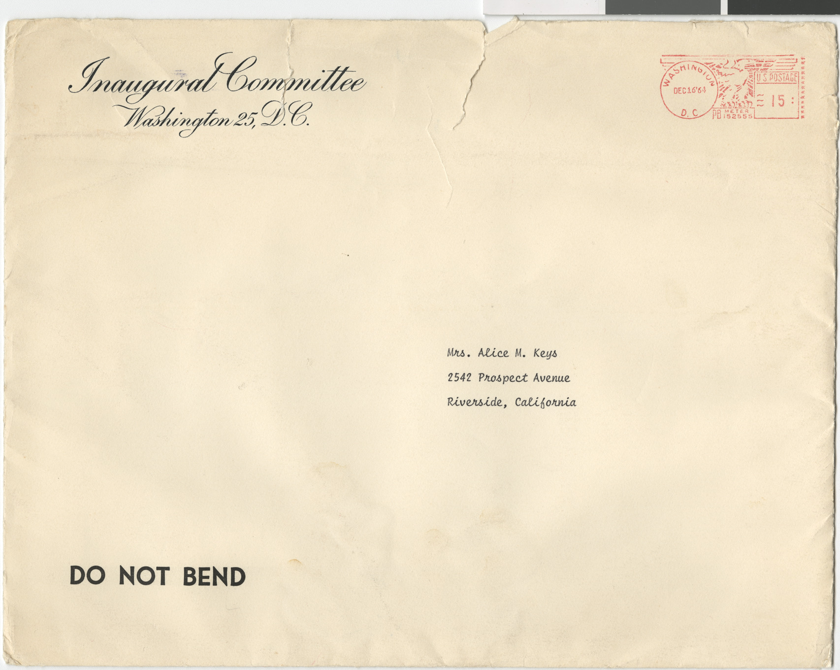 Invitation to the Presidential Inauguration and related material, 1965