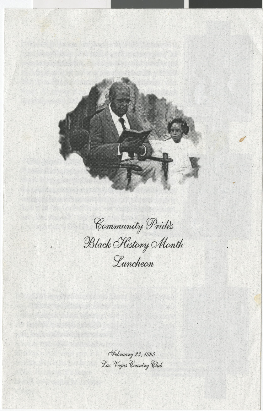 Program from Community Pride's Black History Month Luncheon, February 23, 1995