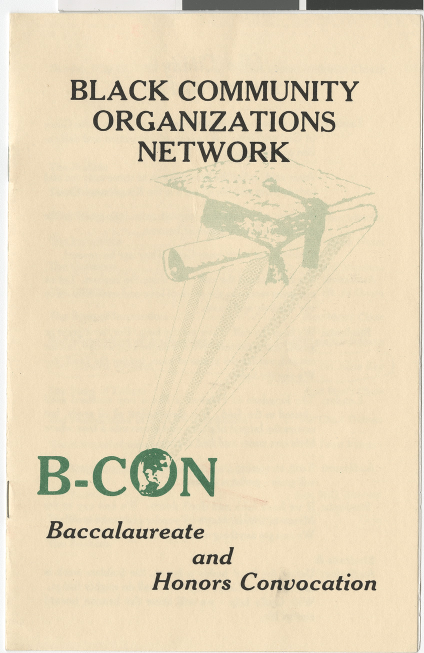 Program from the Black Community Organizations Network [B-cOn] Baccalaureate and Honors Convocation, May 17, 1987