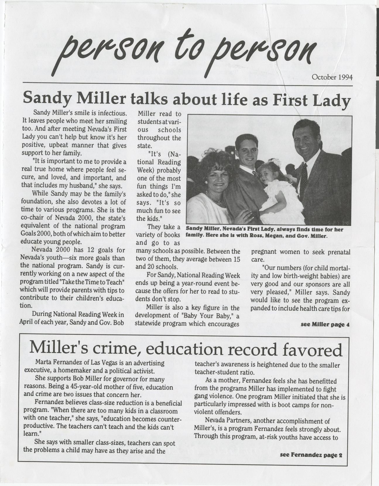 Newsletter, Person to Person, October 1994