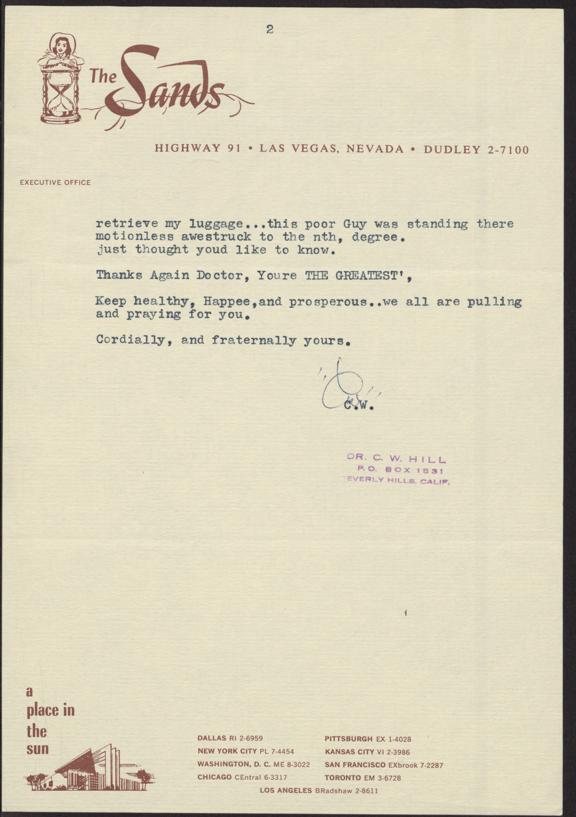 Letter to Dr. McMillan from Dr. C.W. Hill (2 pages), September 11, 1960, page 2