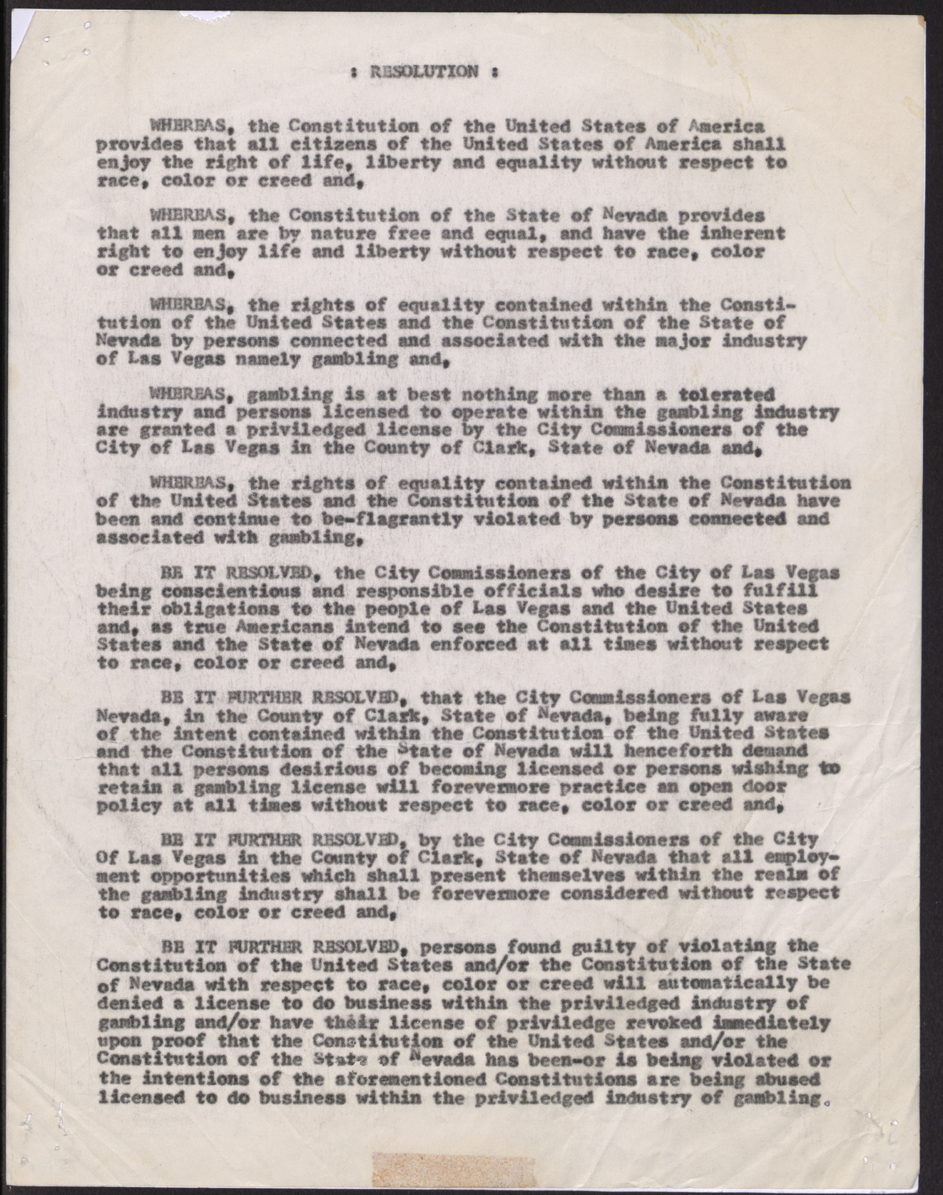 Letter to the Las Vegas City Commissioners from Donald M. Clark, July 26, 1961, page 2