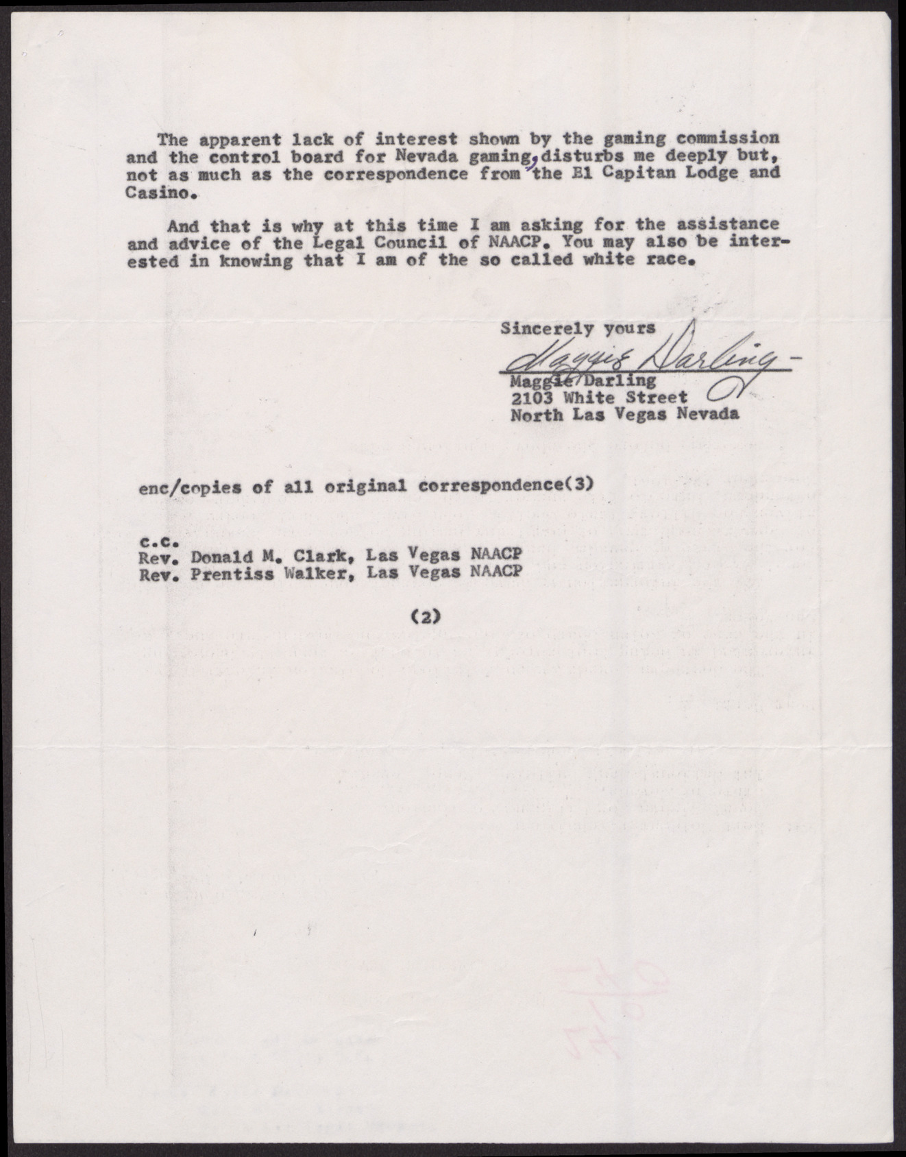 Letter to NAACP Legal Defense from Maggie Thurnblad (2 pages), April 28, 1962, page 2