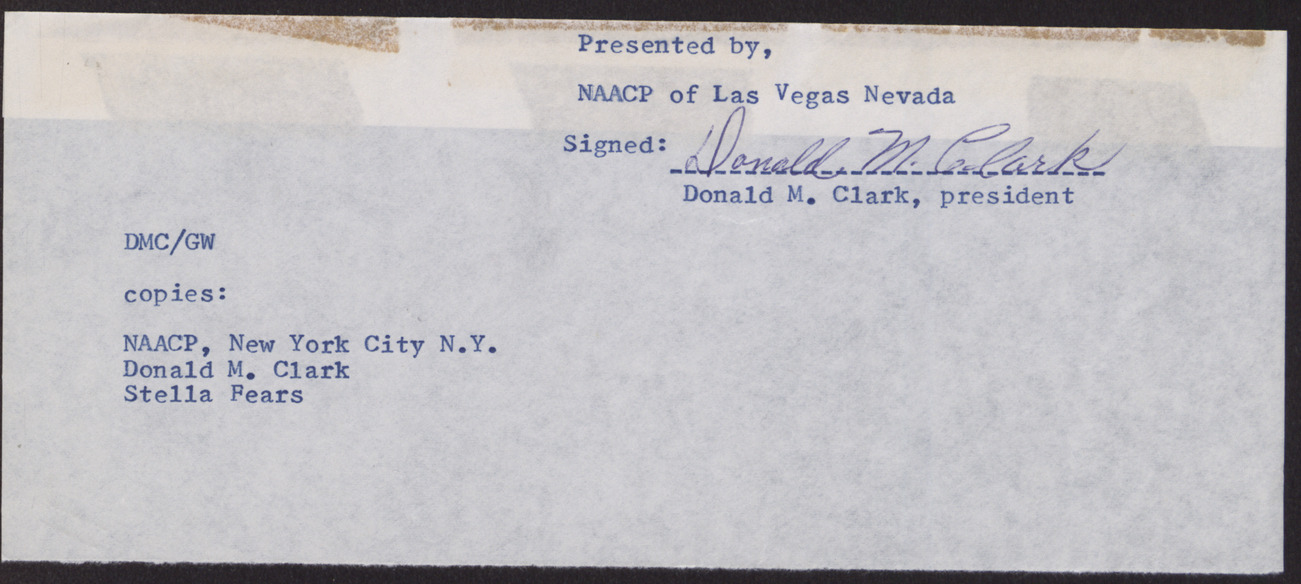 Strip of paper signed by Donald M. Clark, no date