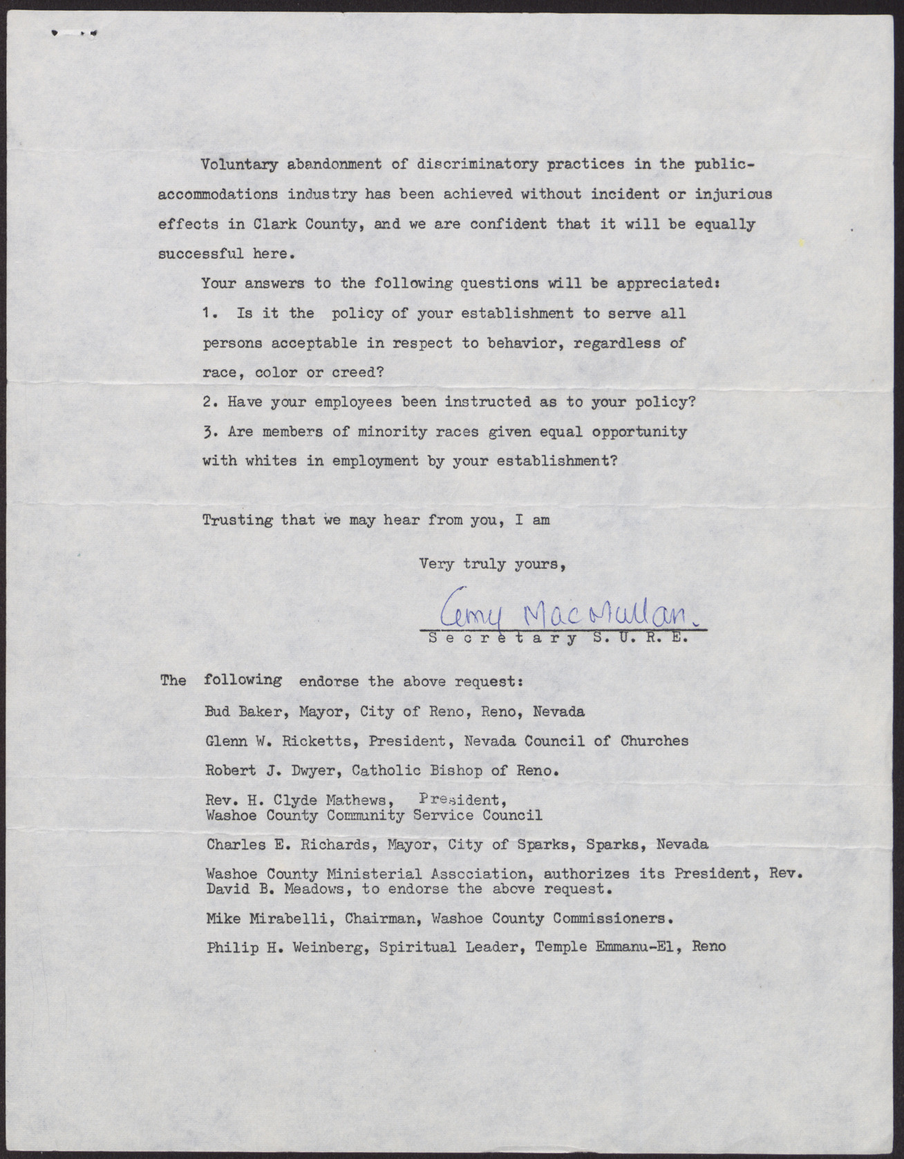 Letter to unnamed group from Amy McMullan, June 30, 1961, page 2