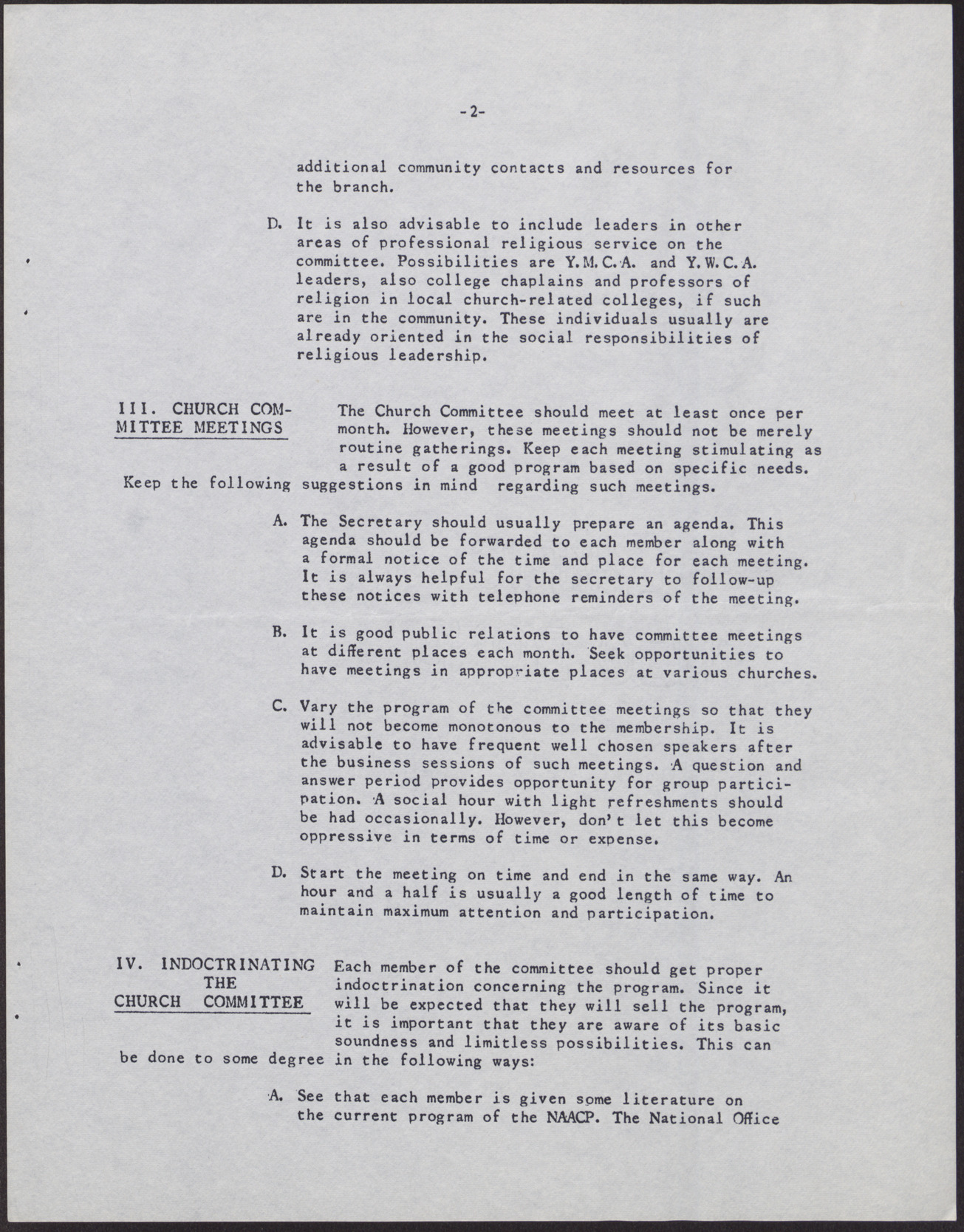 Program Suggestions for Branch Church Committees of the National Association for the Advancement of Colored People (9 pages), no date, page 5