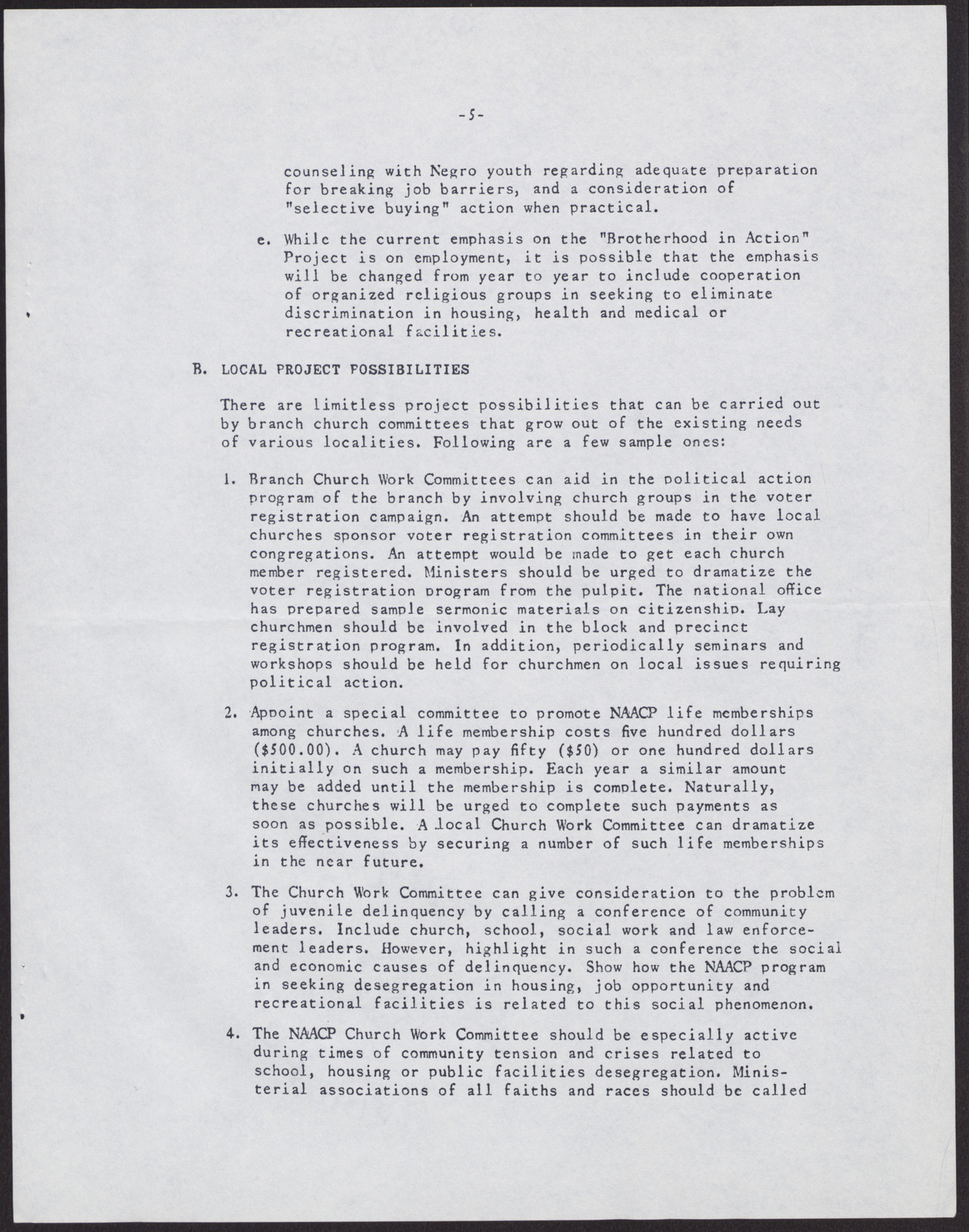 Program Suggestions for Branch Church Committees of the National Association for the Advancement of Colored People (9 pages), no date, page 8