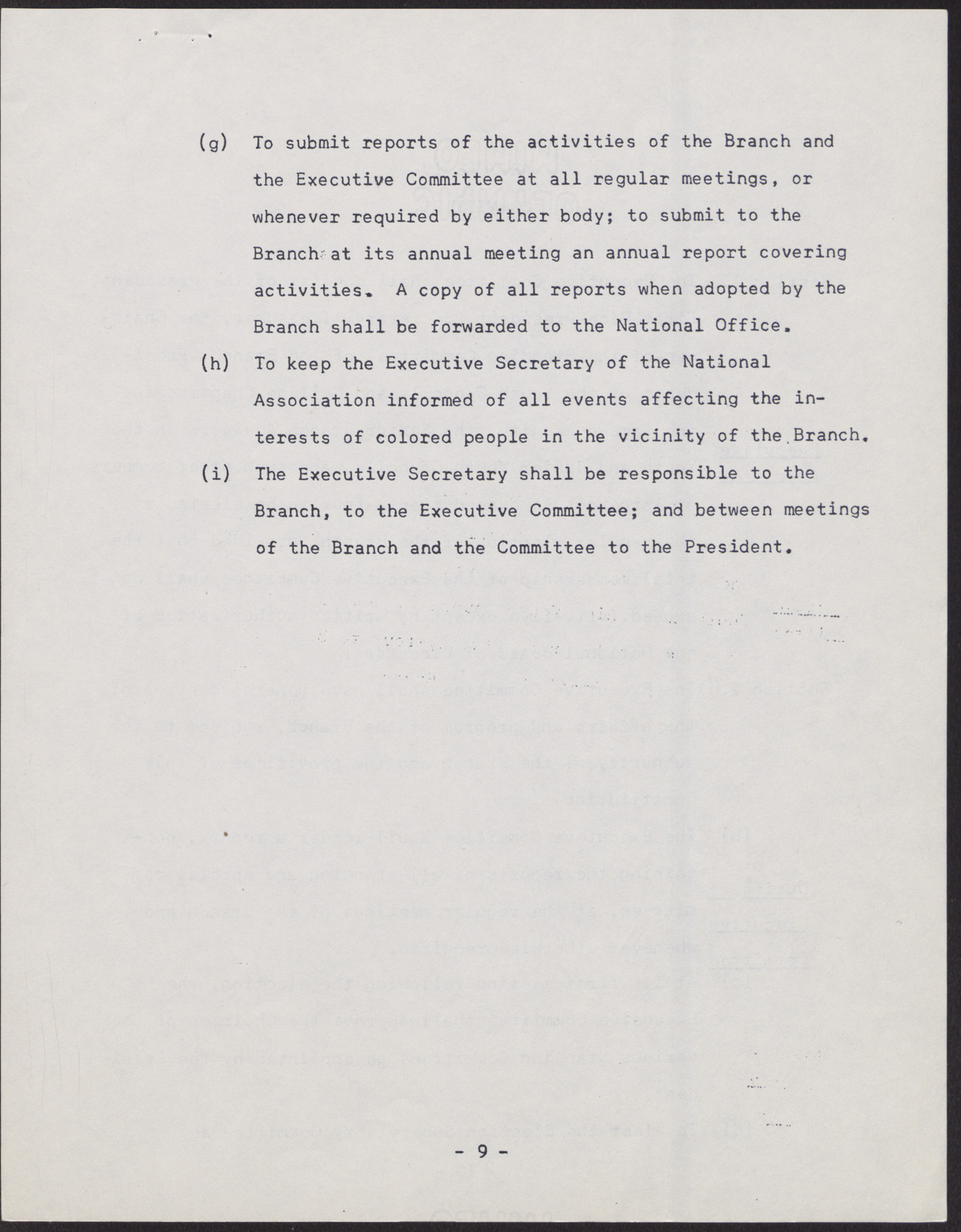 Amended Constitution and By-laws for branches of the NAACP (36 pages), no date, page 9