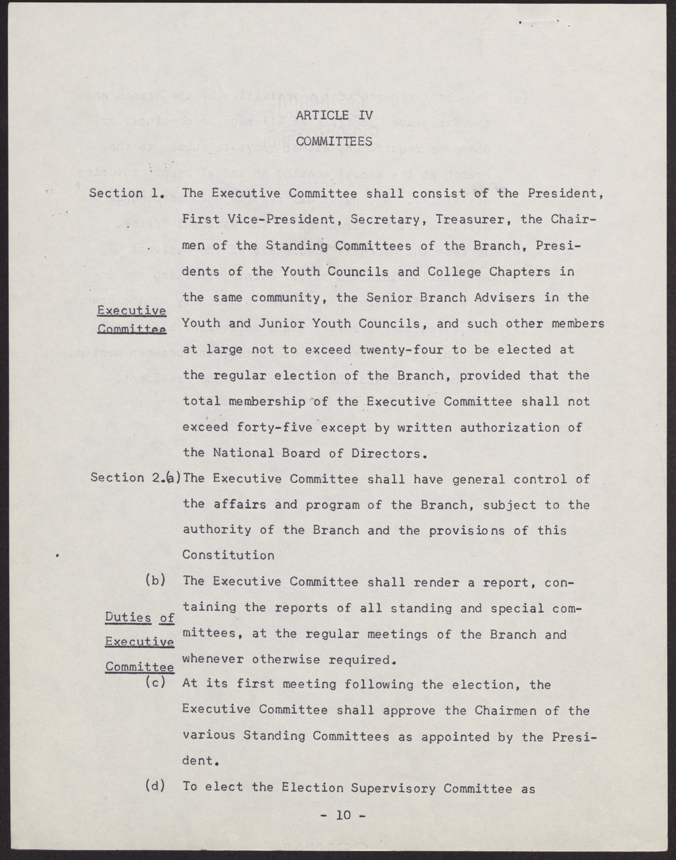 Amended Constitution and By-laws for branches of the NAACP (36 pages), no date, page 10
