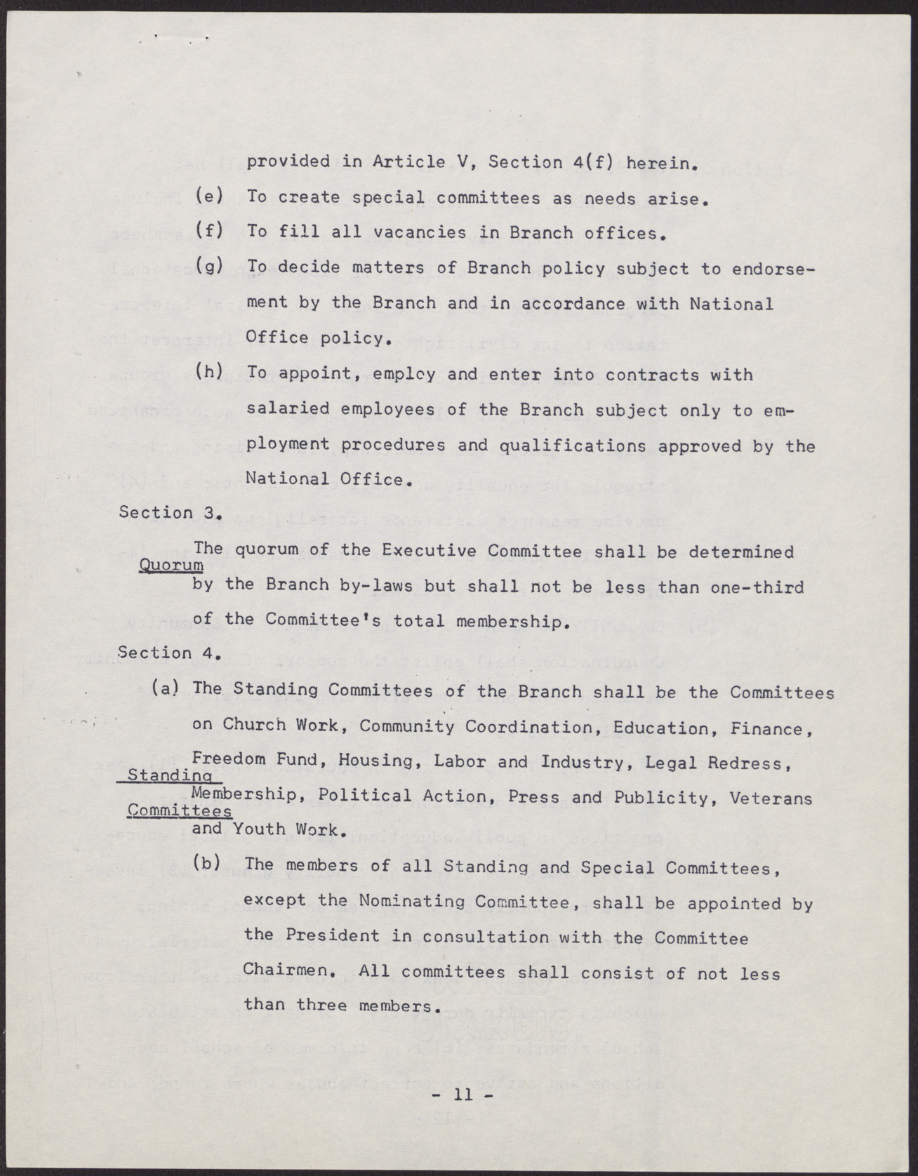 Amended Constitution and By-laws for branches of the NAACP (36 pages), no date, page 11
