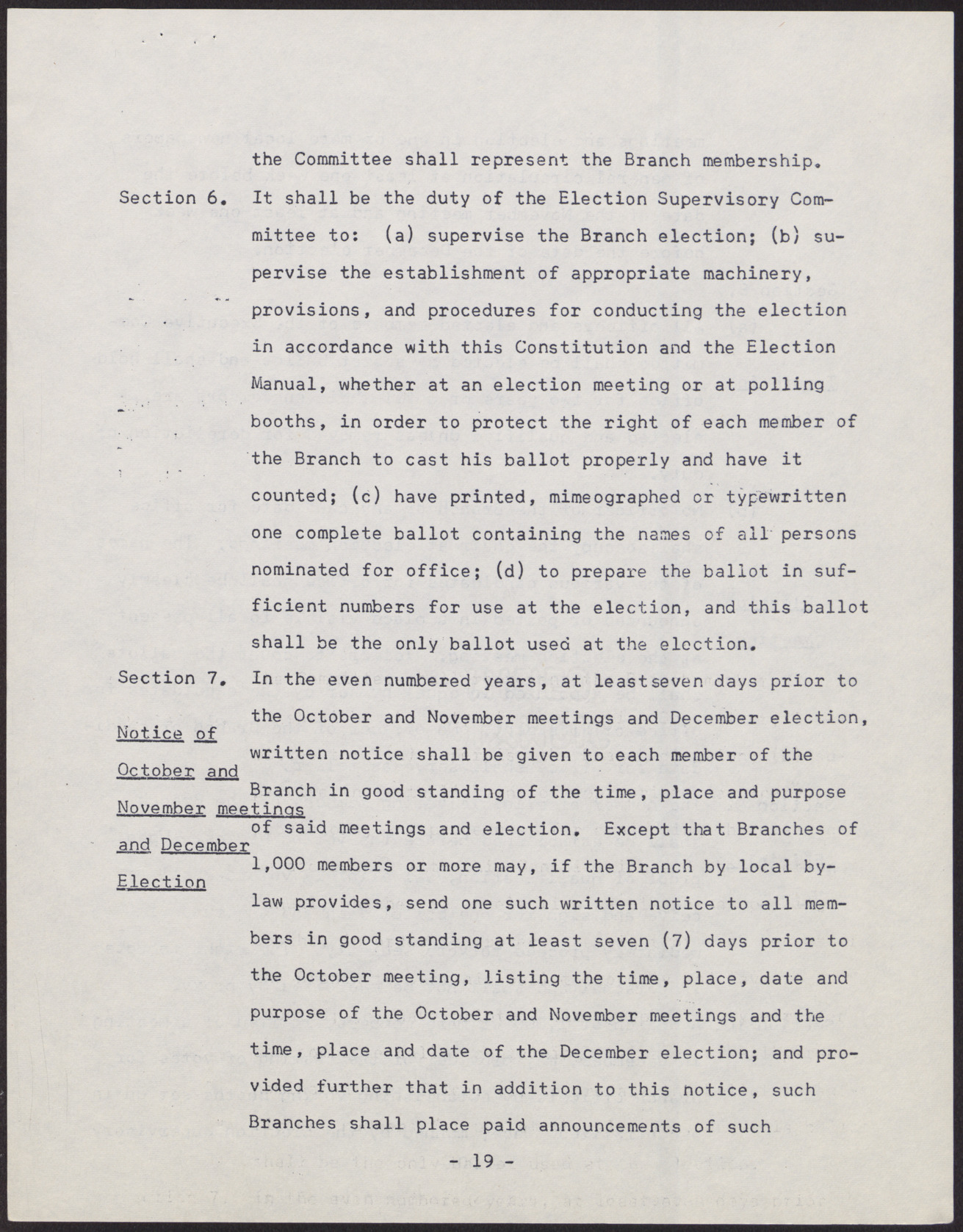 Amended Constitution and By-laws for branches of the NAACP (36 pages), no date, page 19