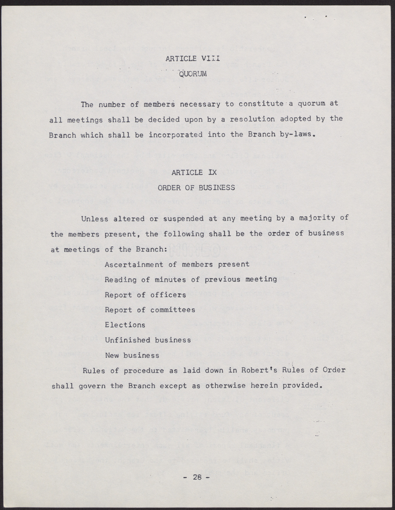 Amended Constitution and By-laws for branches of the NAACP (36 pages), no date, page 28