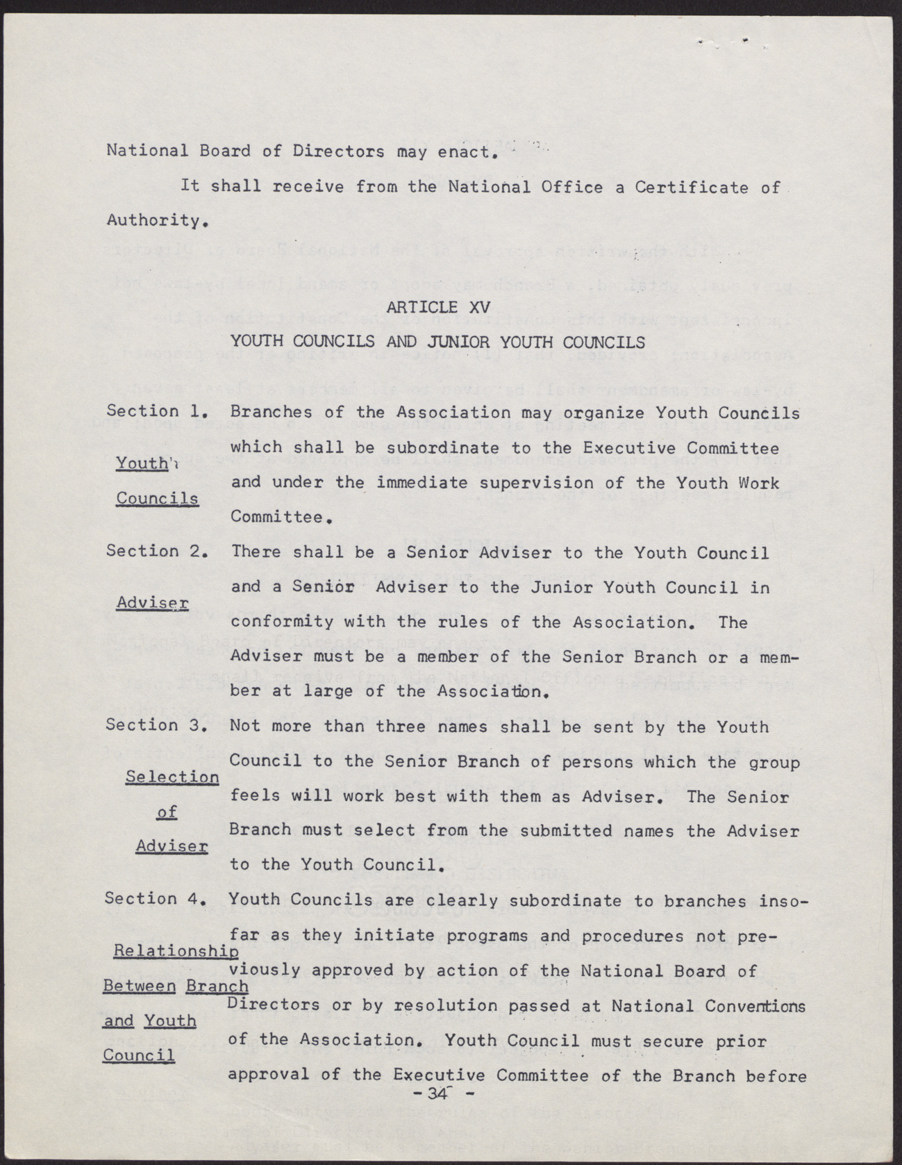 Amended Constitution and By-laws for branches of the NAACP (36 pages), no date, page 34