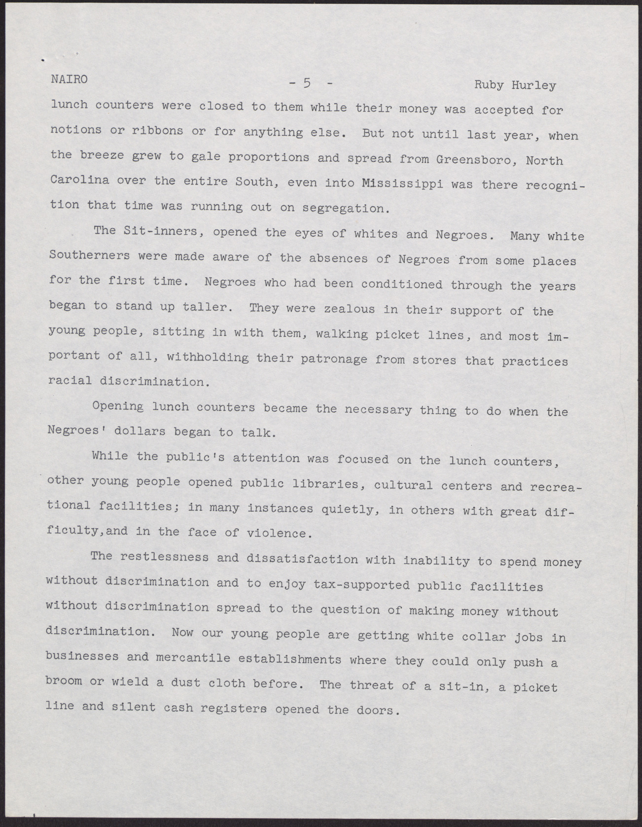 Paper for NAIRO Conference (7 pages), November 10, 1961, page 5