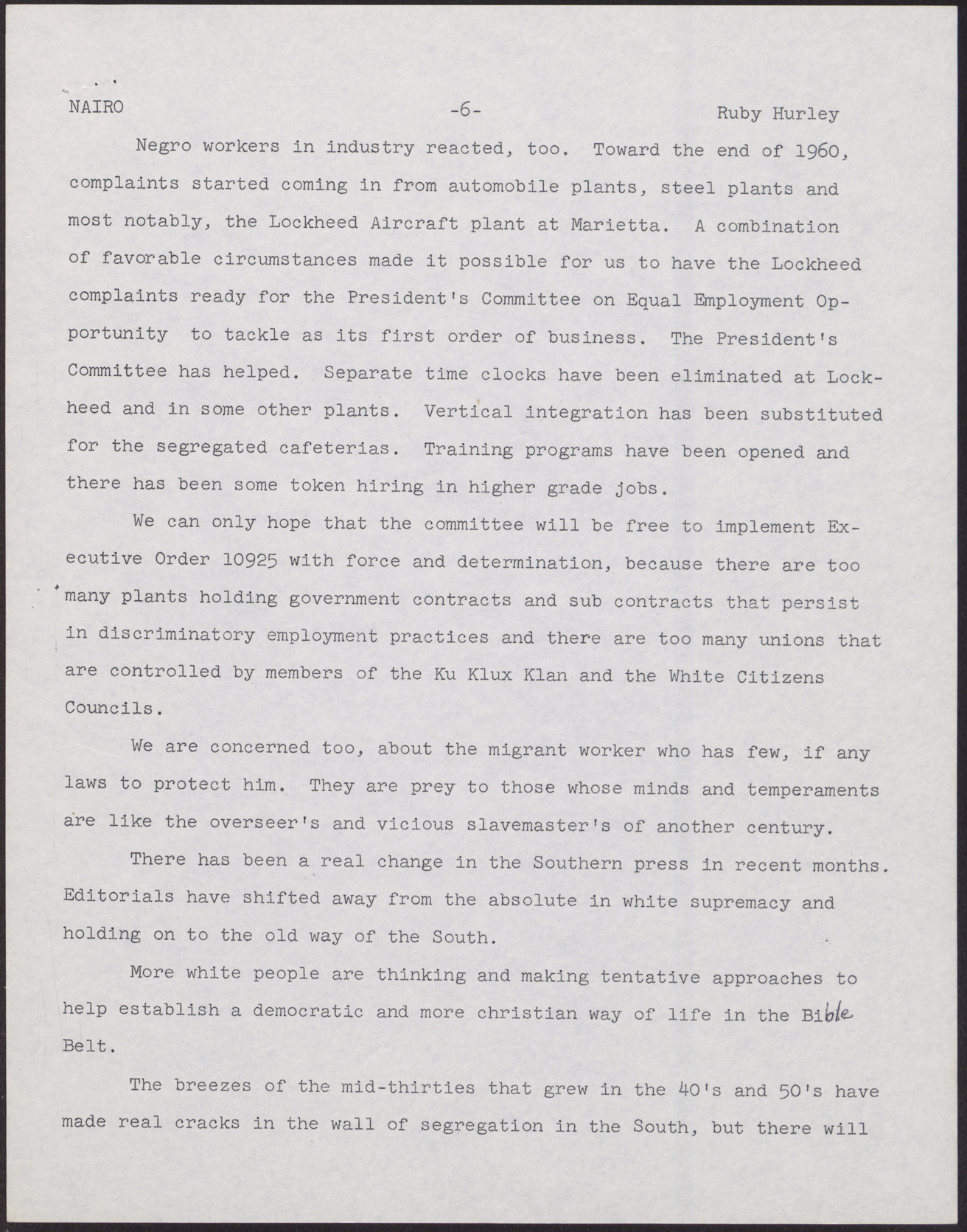 Paper for NAIRO Conference (7 pages), November 10, 1961, page 6
