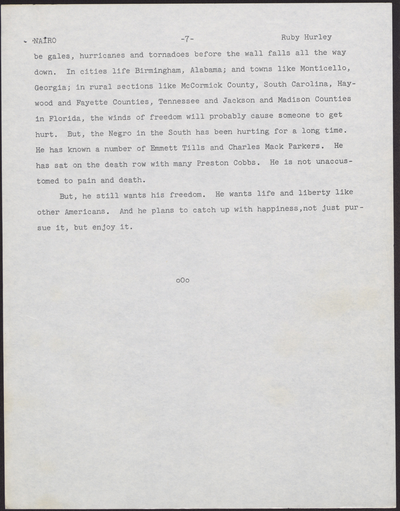 Paper for NAIRO Conference (7 pages), November 10, 1961, page 7