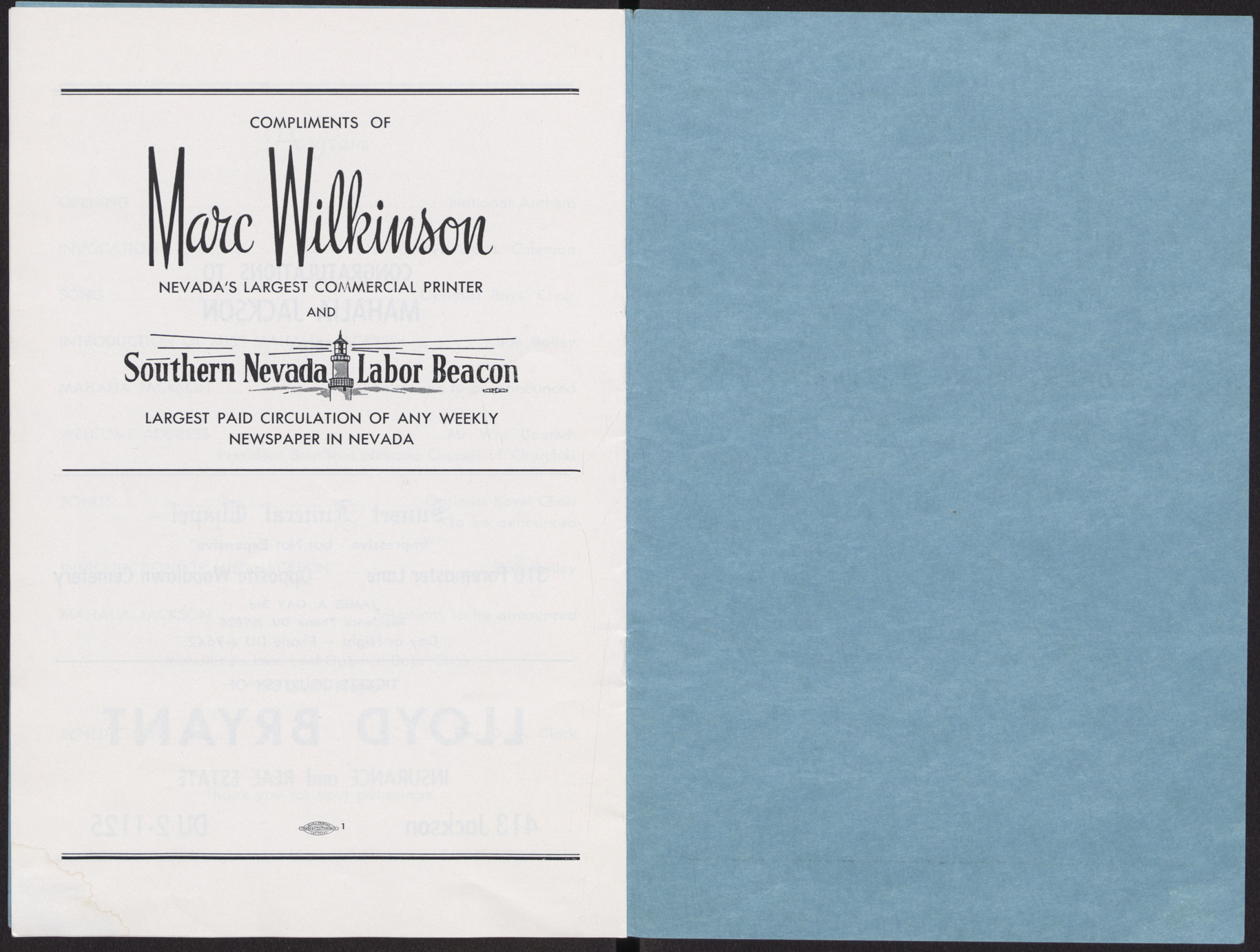 Program for event at Las Vegas Conventional Hall, August 9, 1959, page 9-10