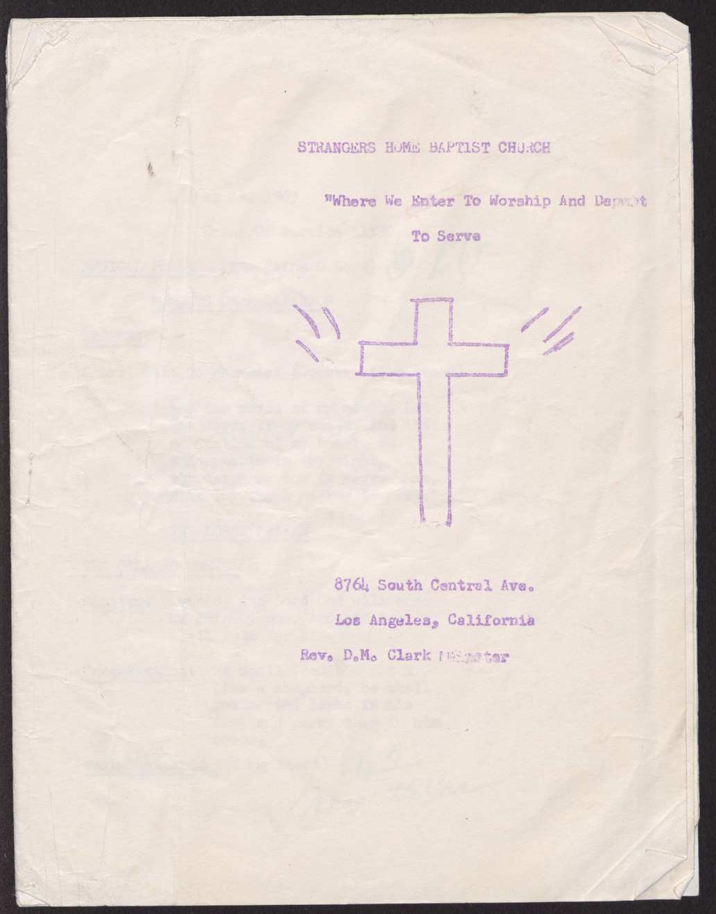 Church service program, [no month] 19, 1963 (5 images)