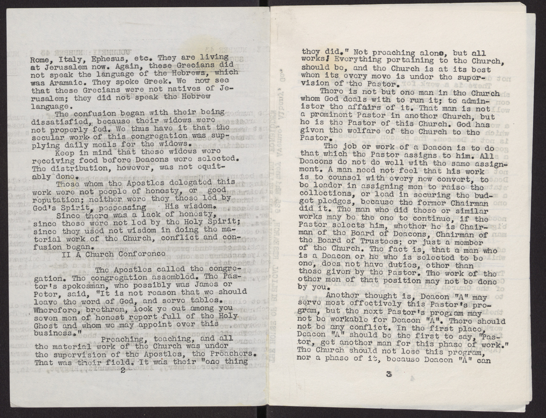 Bible excerpts related to Deacon Ordination (6 pages), October 5, 1958, page 2