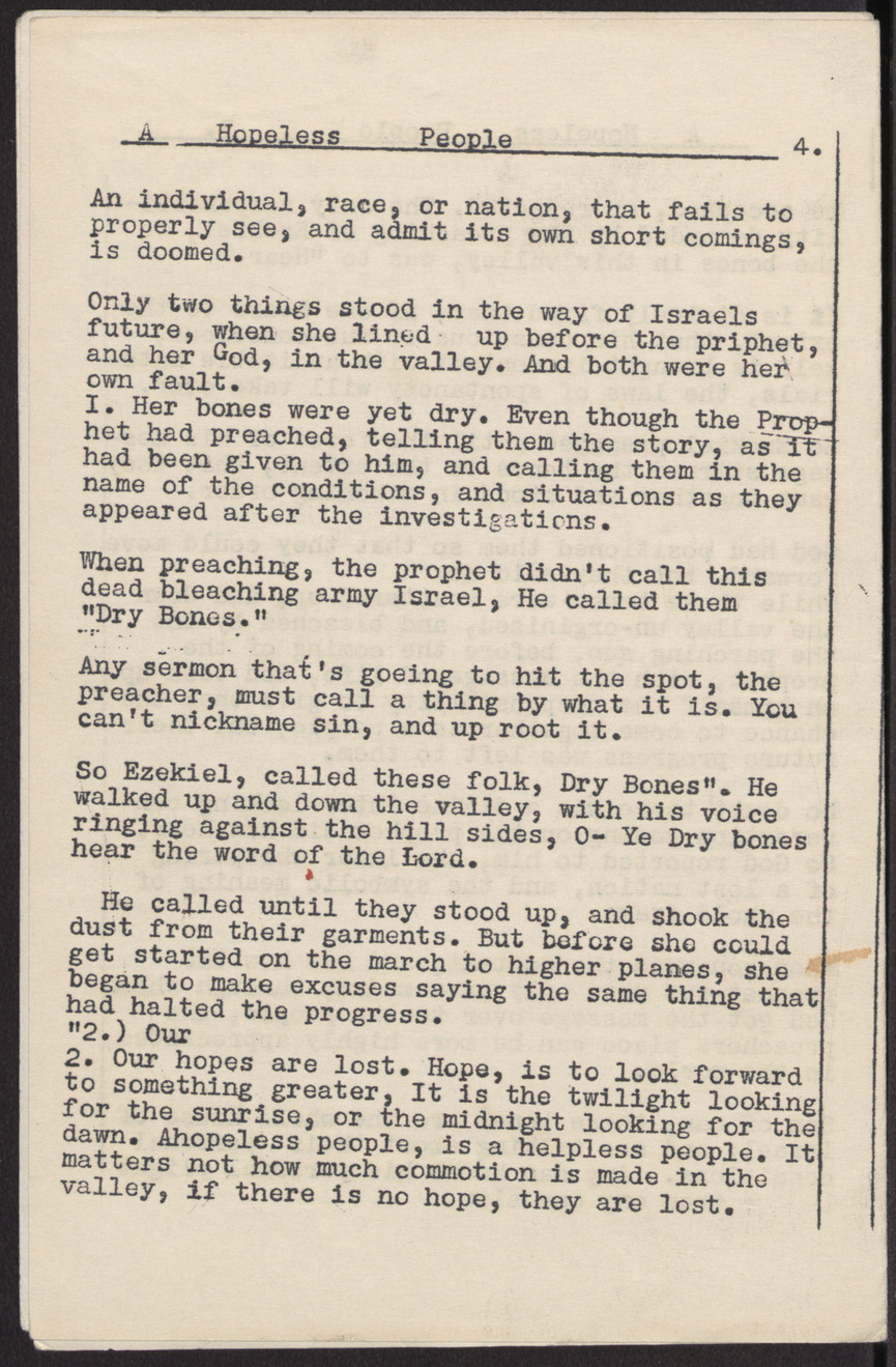 Pamphlet, A Hopeless People, no date, page 4