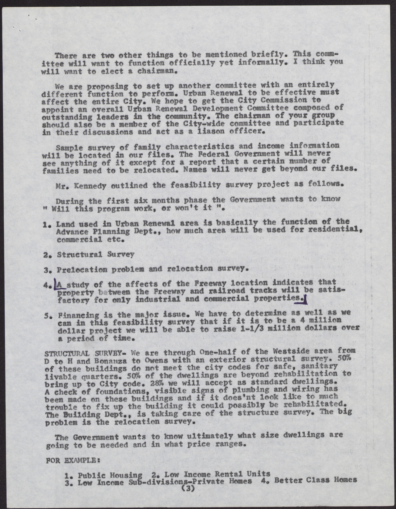 A memo, note, and minutes of the first meeting of the Urban Renewal Area Advisory Committee (7 pages), October 11, 1957, page 5