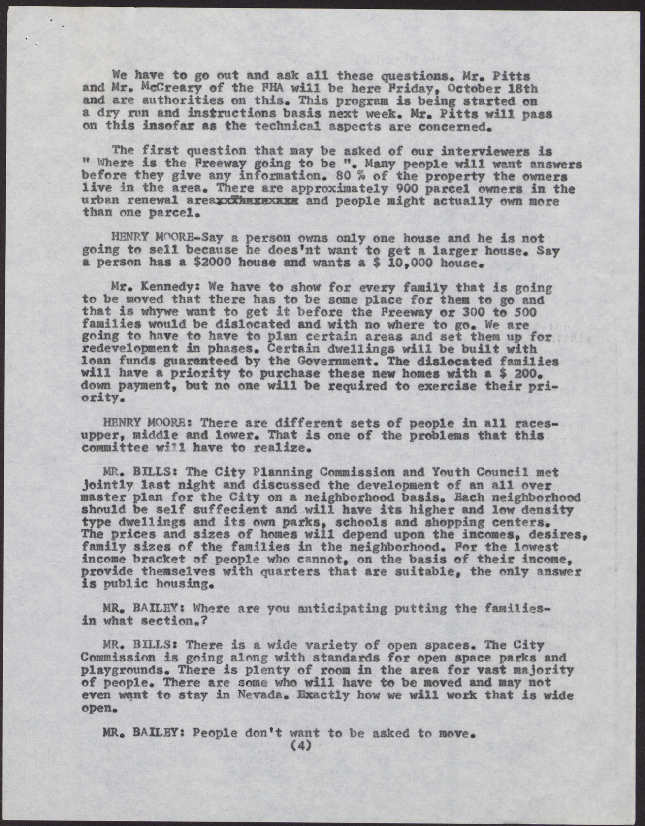 A memo, note, and minutes of the first meeting of the Urban Renewal Area Advisory Committee (7 pages), October 11, 1957, page 6