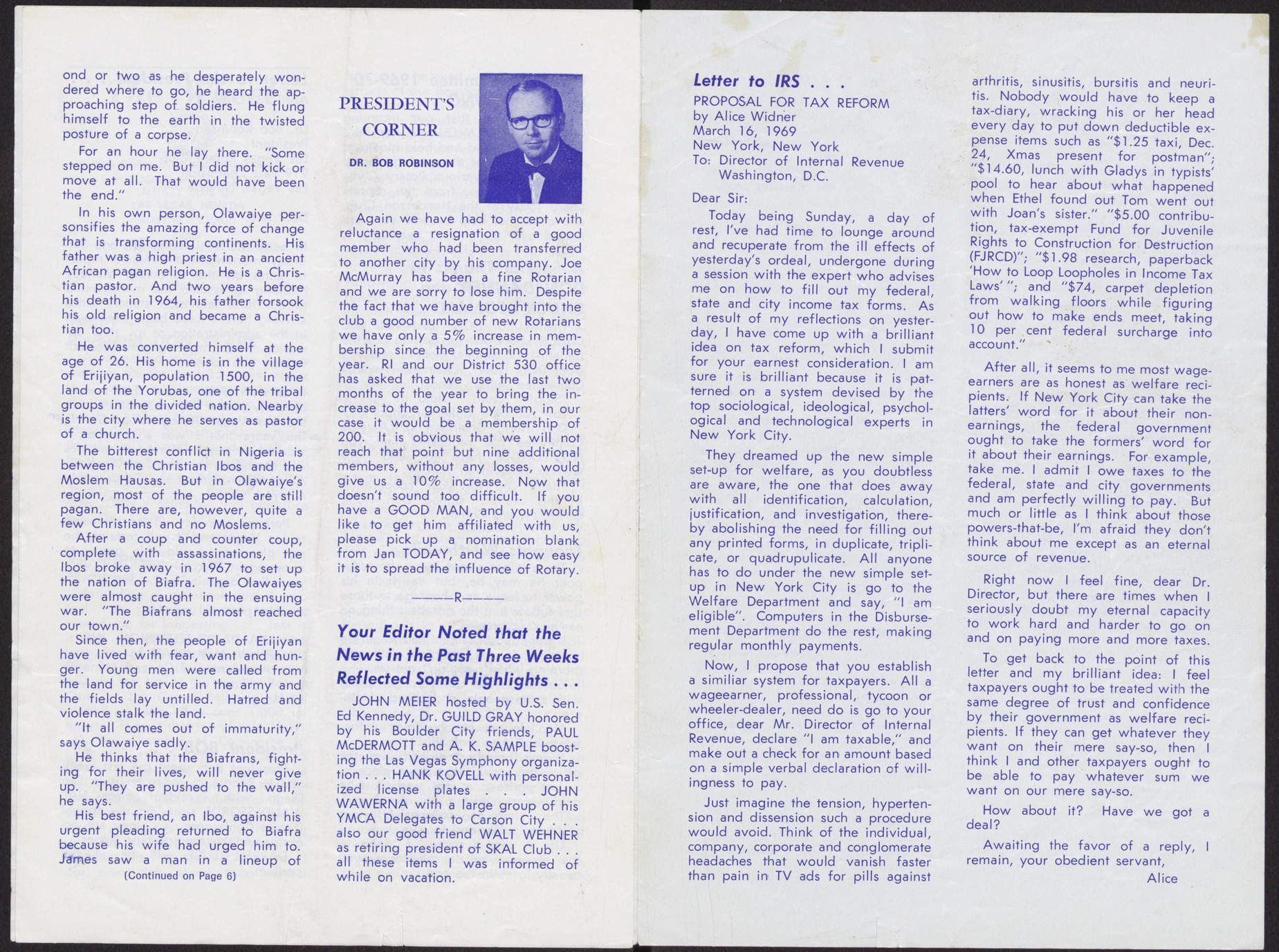 Las Vegas Rotary Club meeting program (6 pages), May 1, 1969, page 4-5