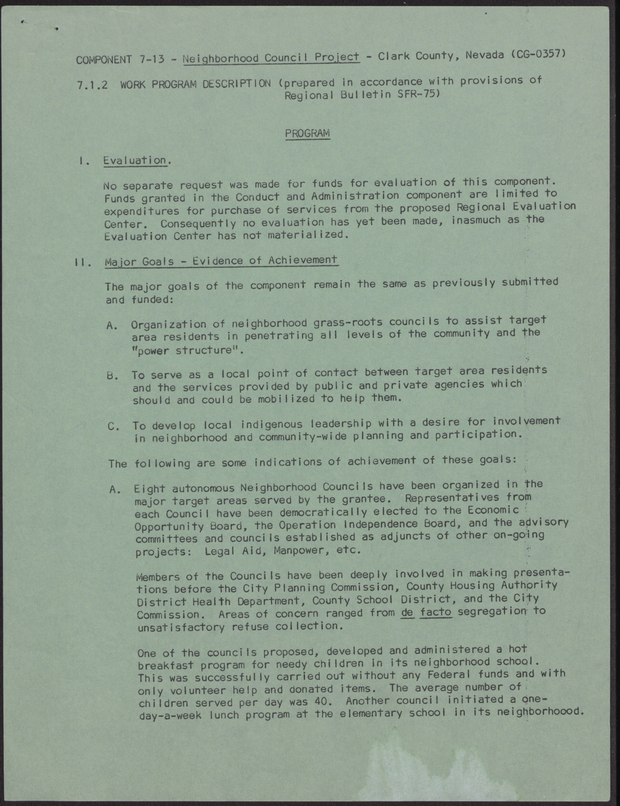 Clark County Neighborhood Council Project Work Program Description (7 pages), no date