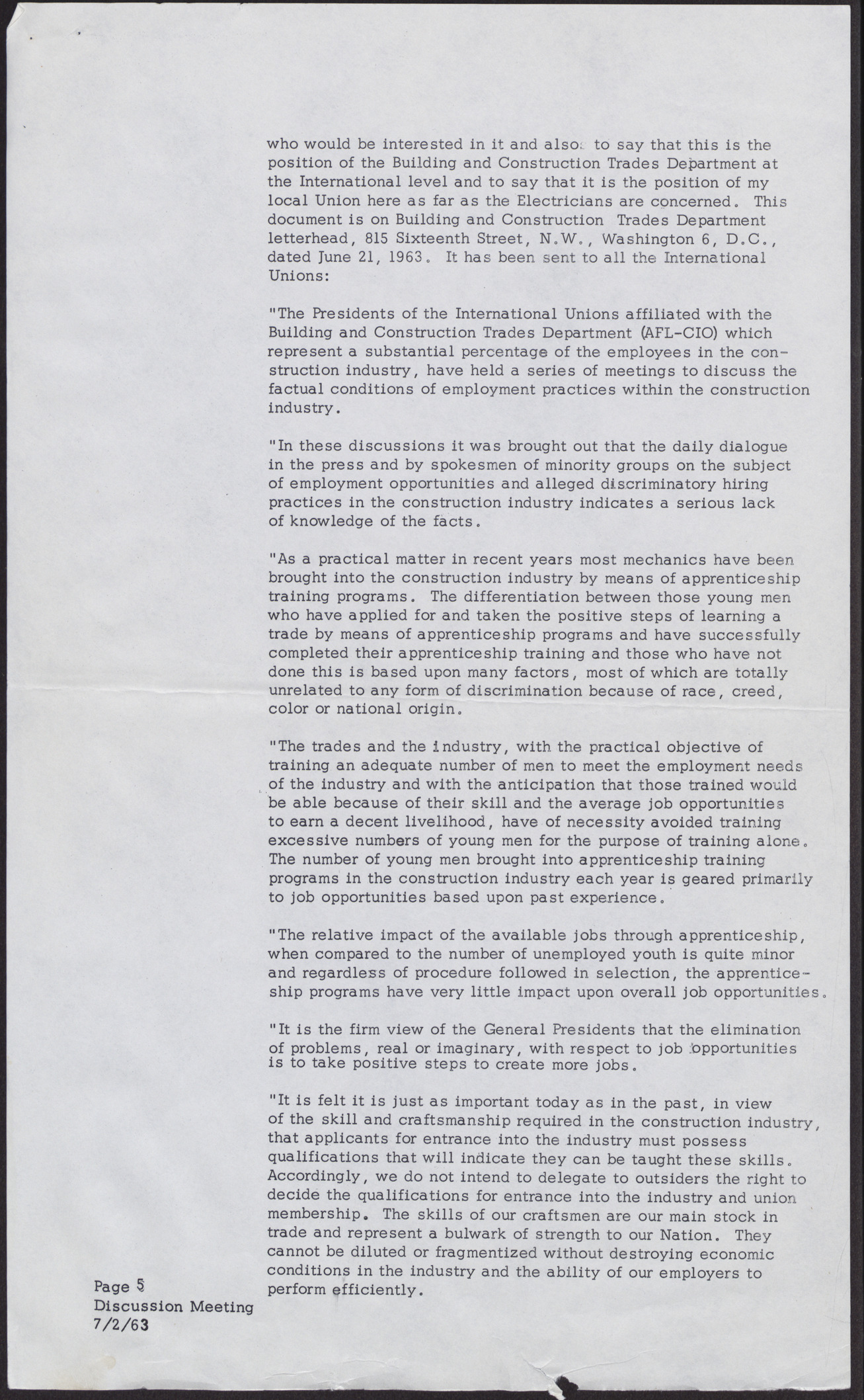 Minutes from a meeting with Board of Commissioners for the City of Las Vegas (13 pages), July 2, 1963, page 5