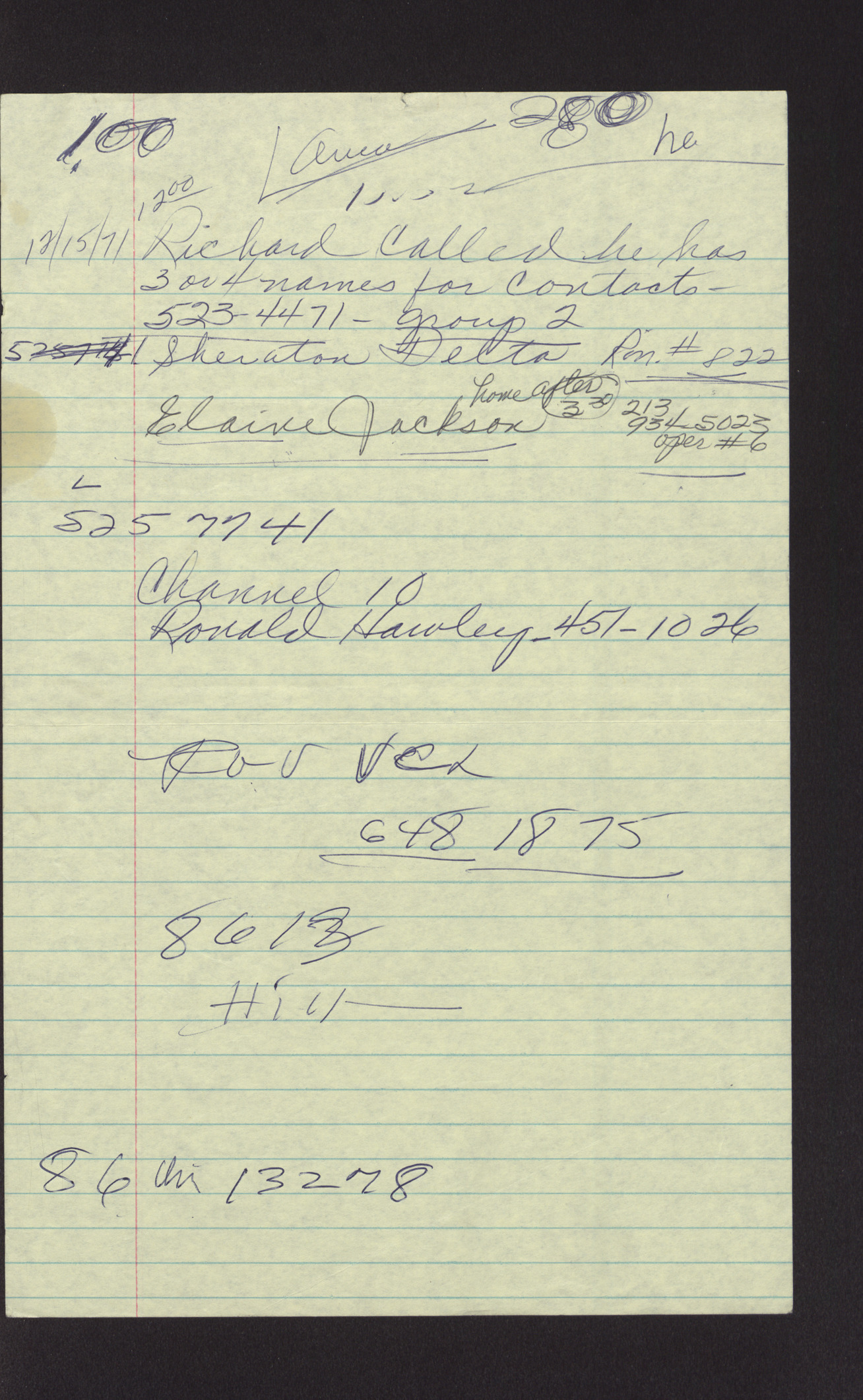 Handwritten notes from a legal notepad (2 pages), no date, page 3