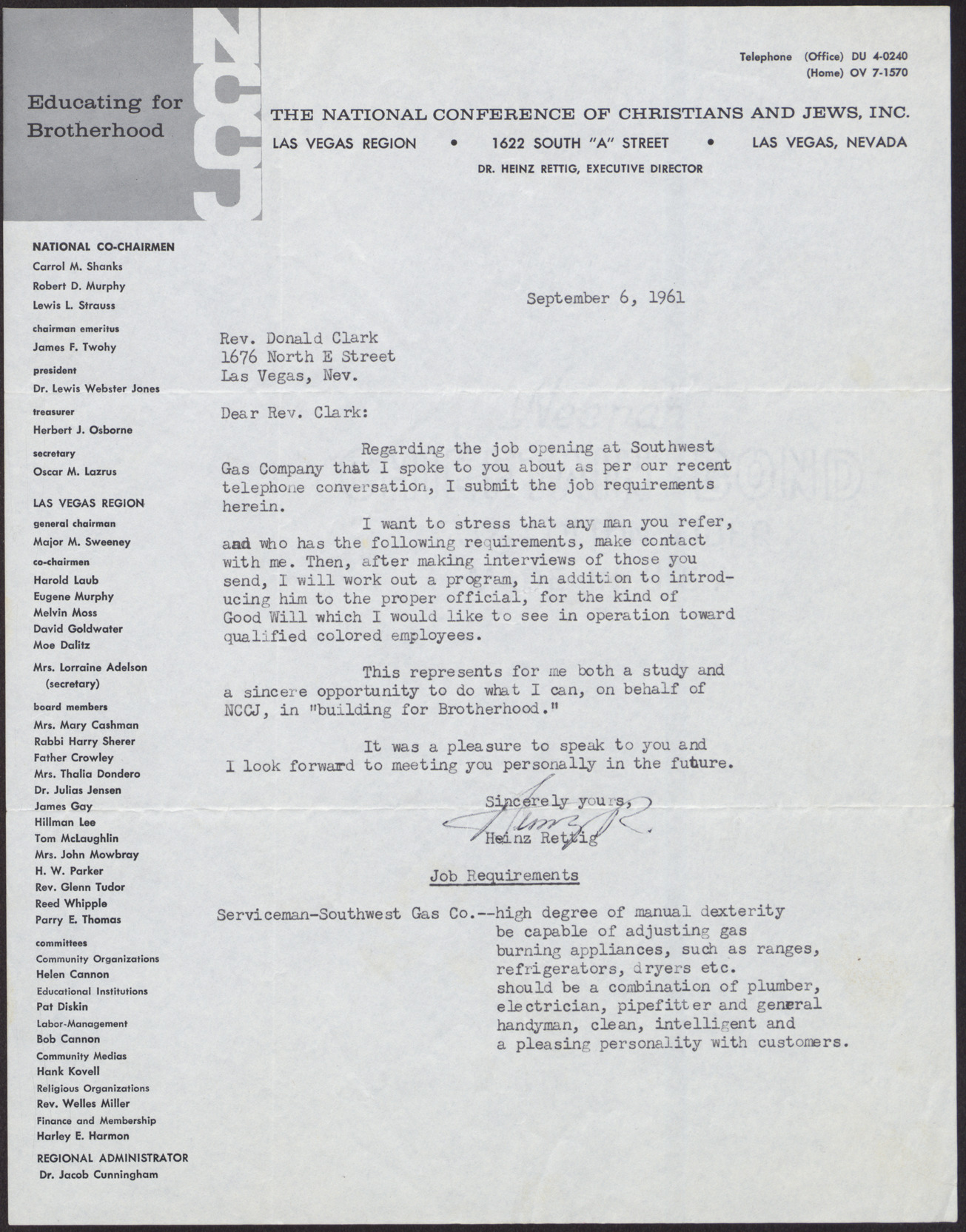 Letter to Mr. Julius T. Campbell from Donald M. Clark, no date