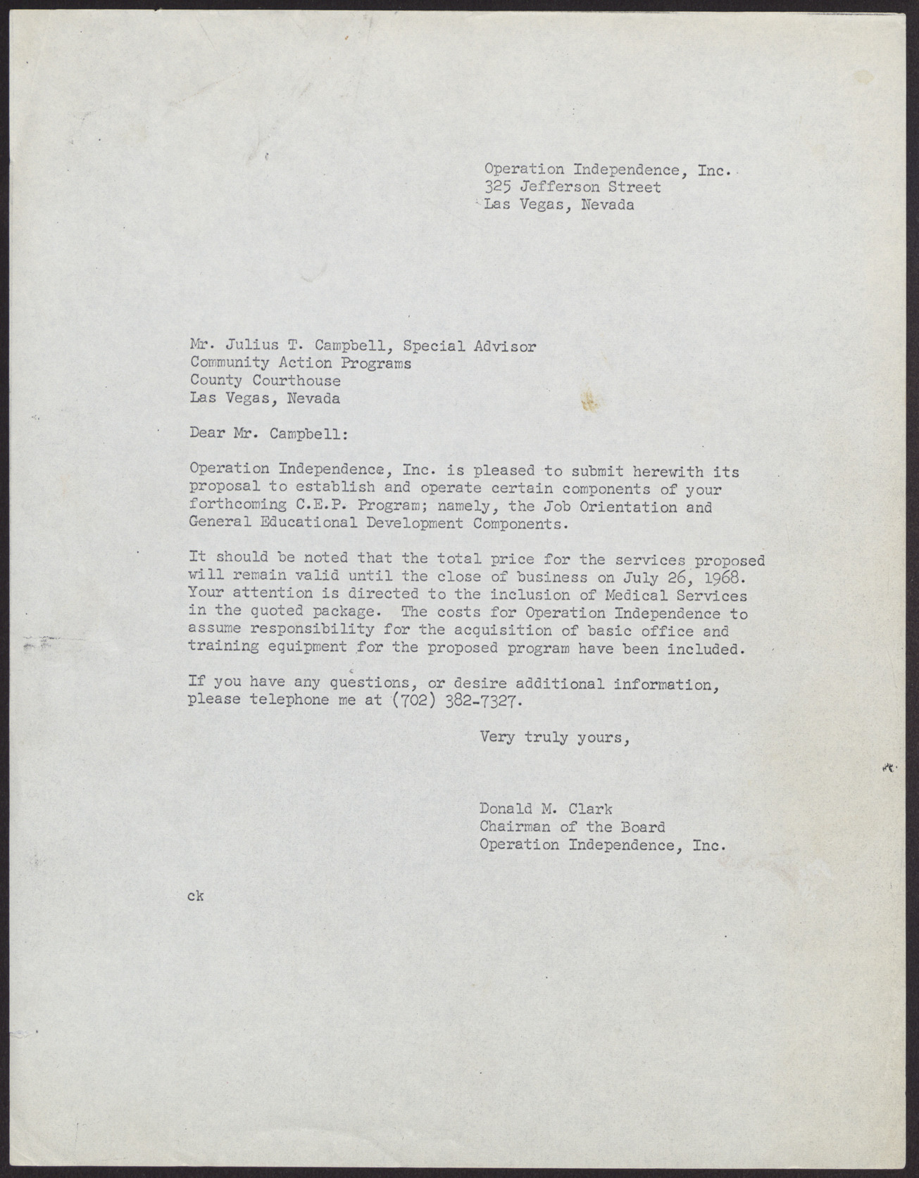 Letter to Rev. Donald Clark from Heinz Rettig, September 6, 1961