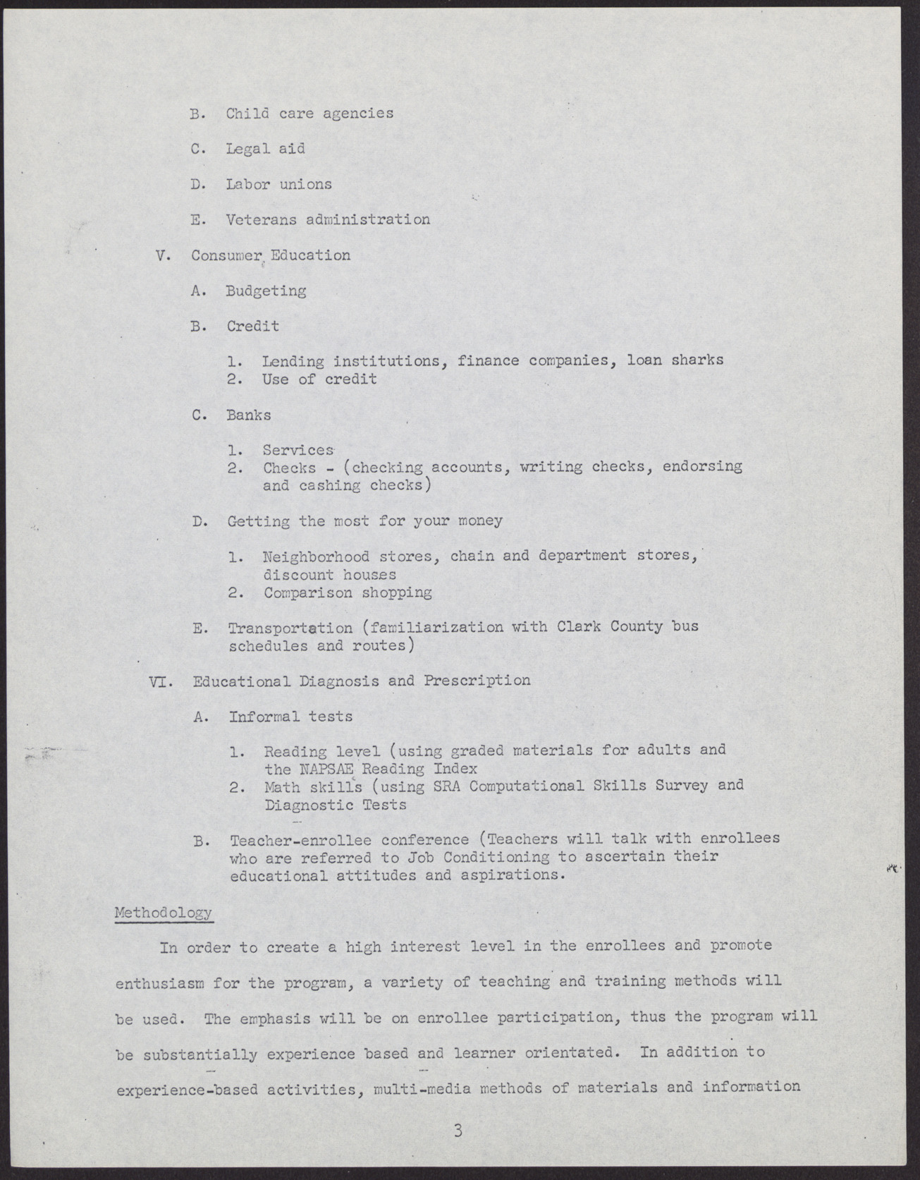 Proposal to the Clark County, Nevada Concentrated Employment Program (21 pages, missing some pages/sections listed in its table of contents), July 2, 1968, page 7