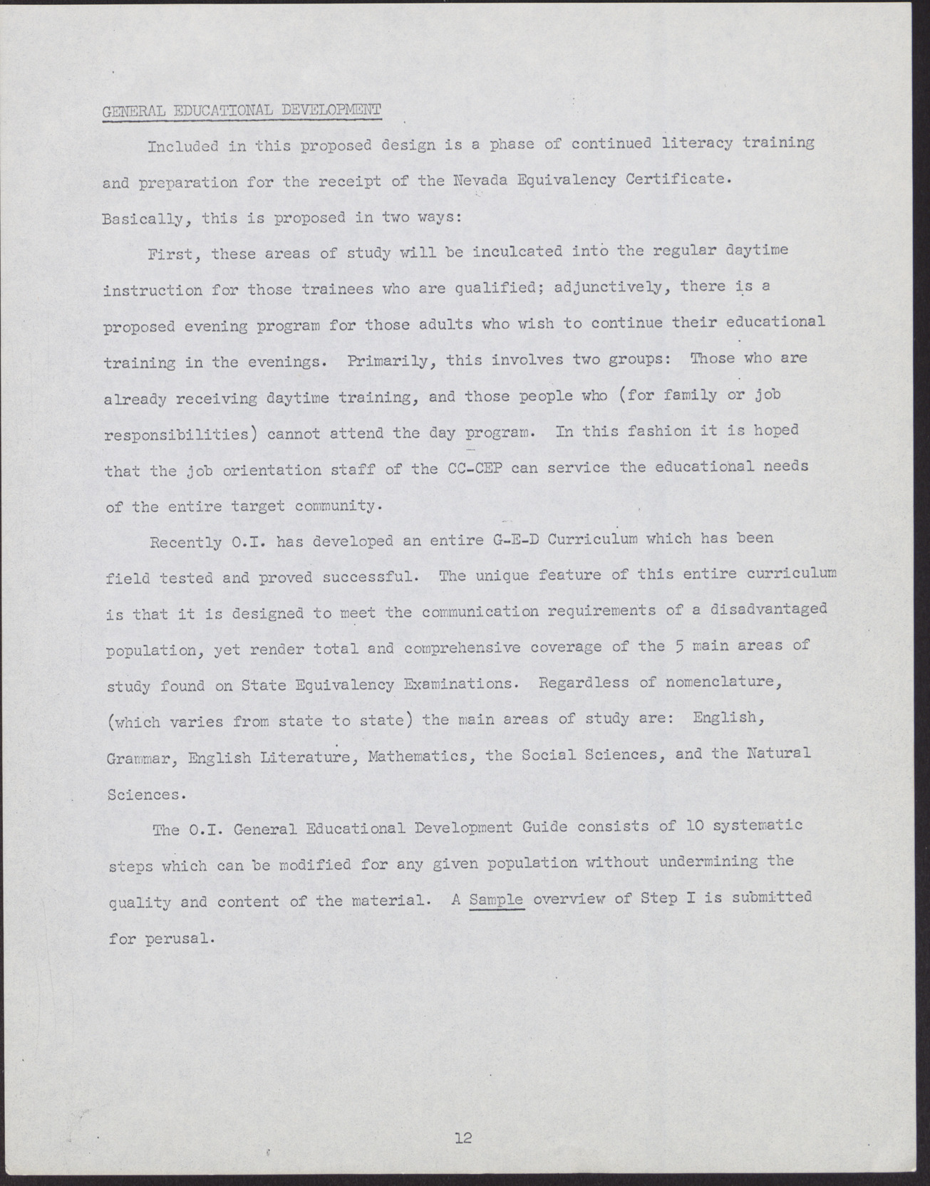 Proposal to the Clark County, Nevada Concentrated Employment Program (21 pages, missing some pages/sections listed in its table of contents), July 2, 1968, page 16