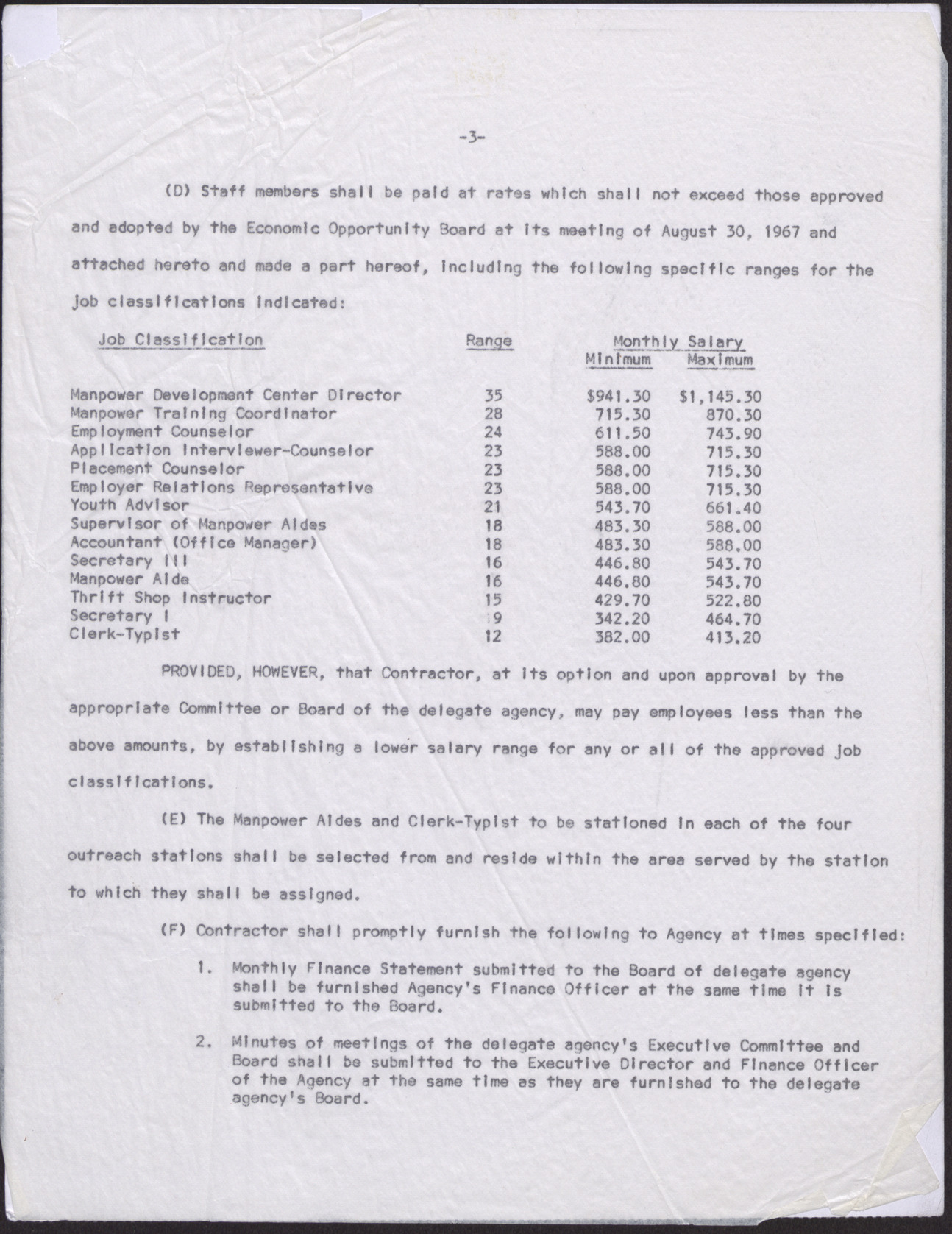 Page three of an unknown document related to jobs related to the Economic Opportunity Board, no date