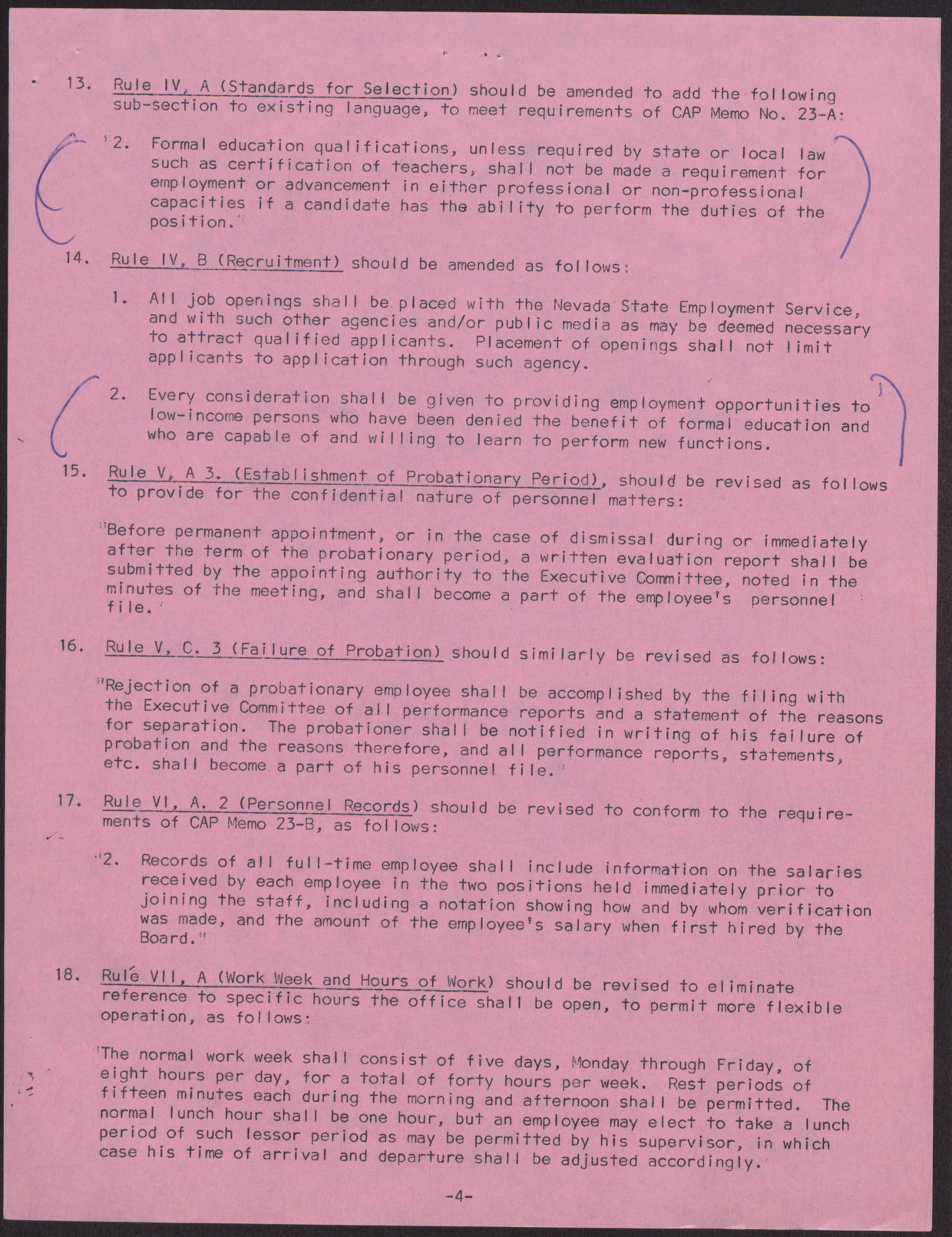 Recommendations for Changes in Personnel Policies and Practices (6 pages), May 15, 1967, page 4