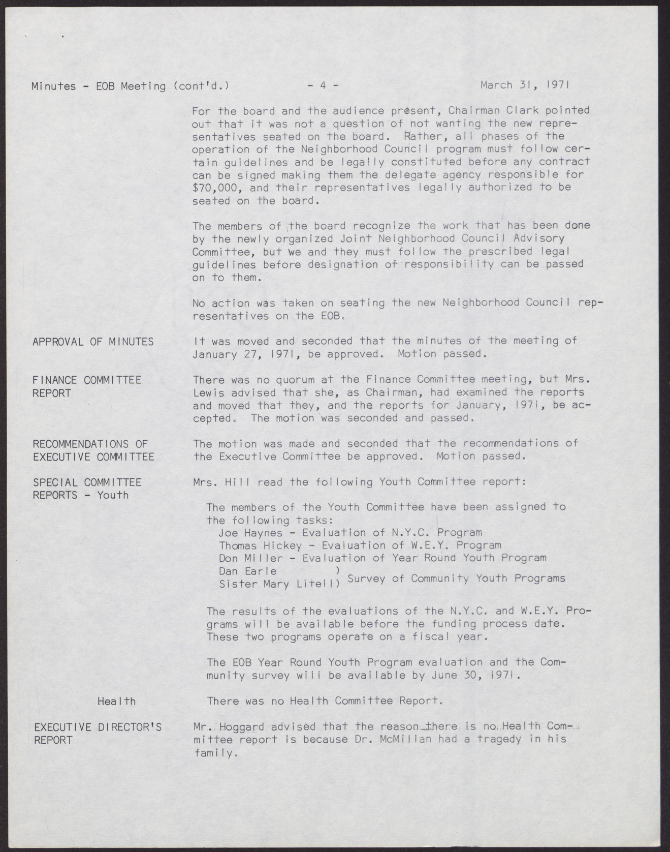Minutes from Economic Opportunity Board meeting (9 pages), March 31, 1971, page 4