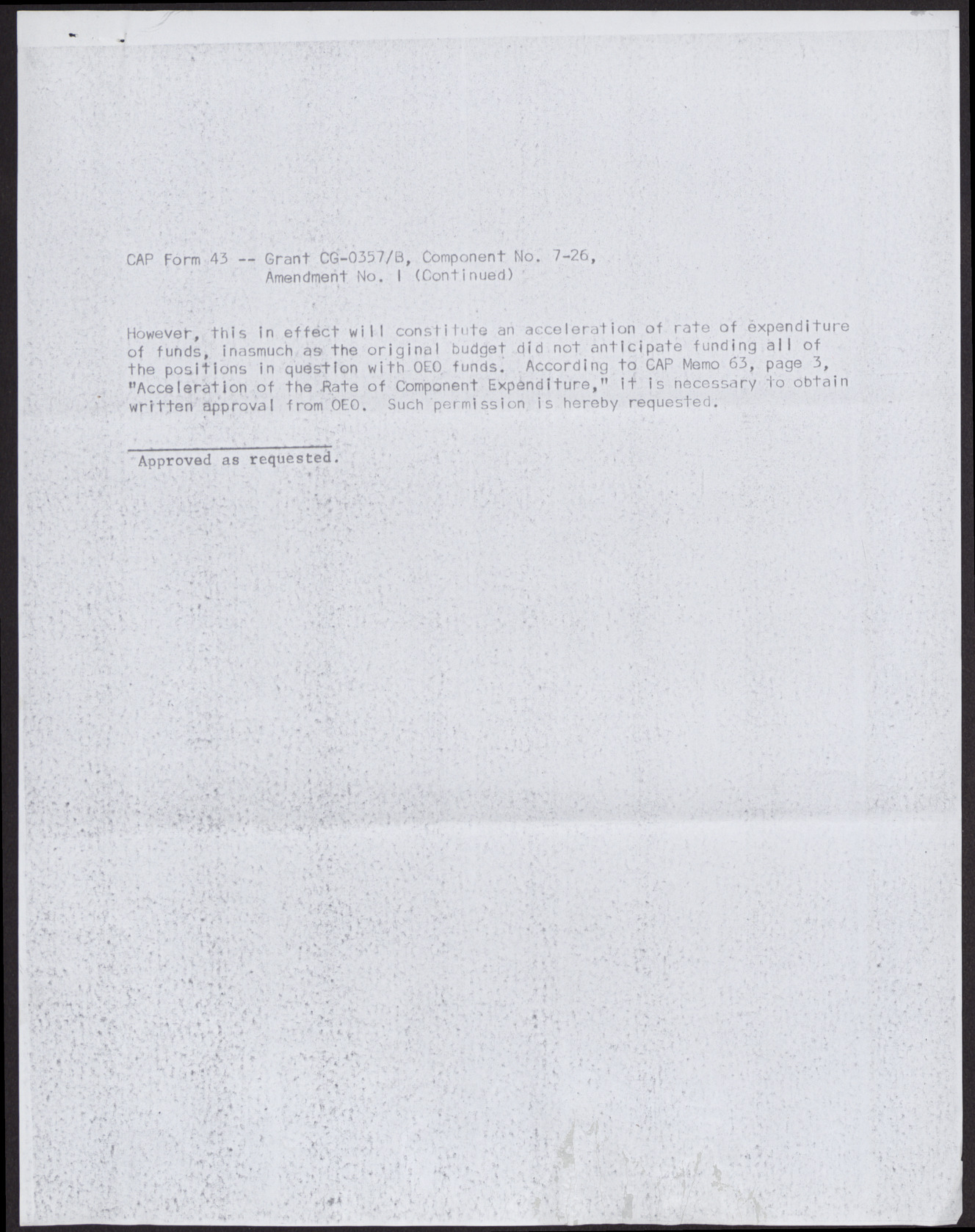 Letter to Mr. George Gant from W. F. Cottrell with attached copies of approval papers relating to the Manpower project (4 pages), August 16, 1967, page 4