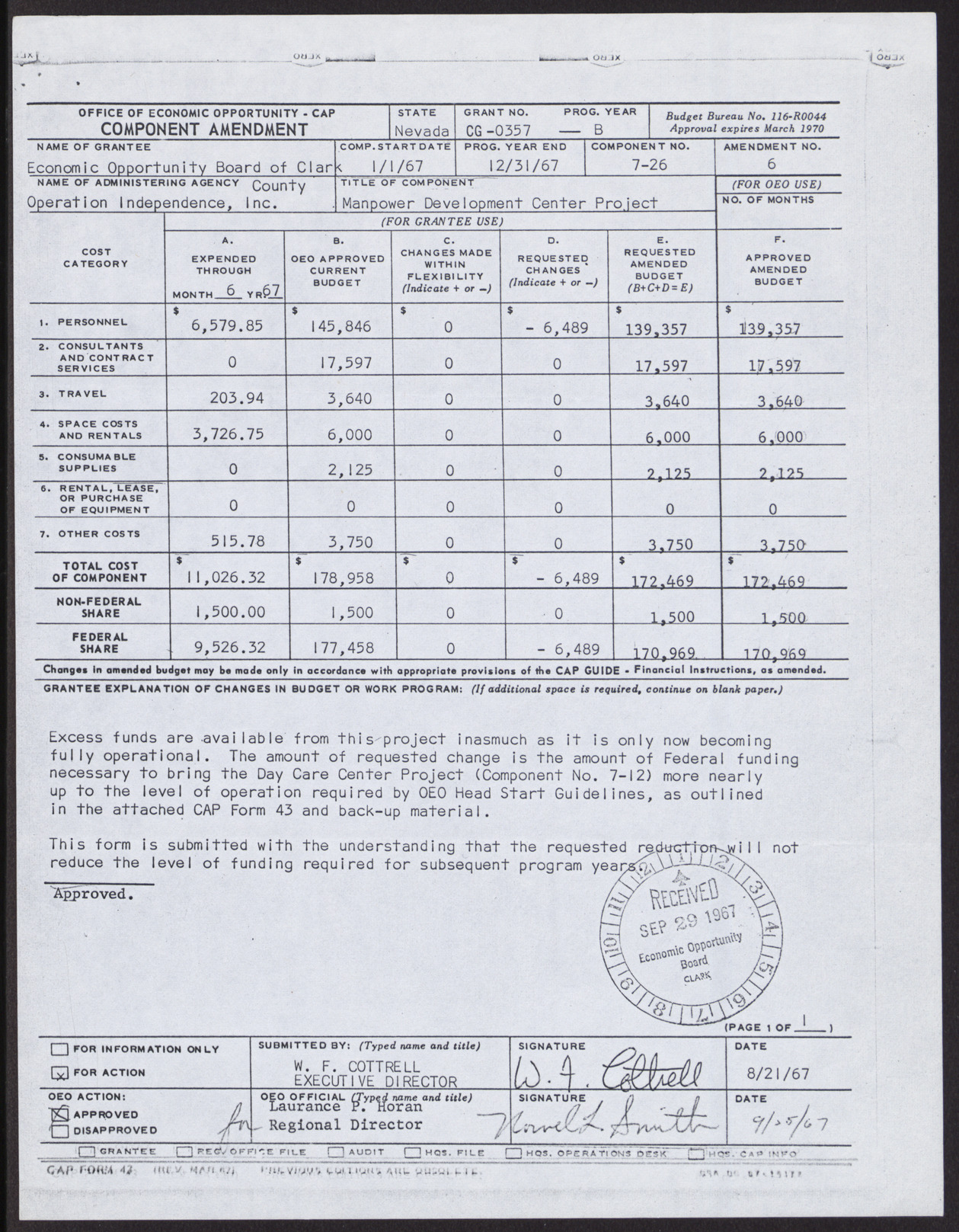 Copy of approved CAP form (2 pages), August 4, 1967, page 2
