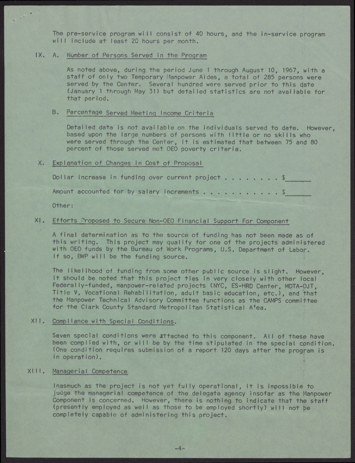 Work Program Description for the Manpower Development Center Project (4 pages), no date, page 4